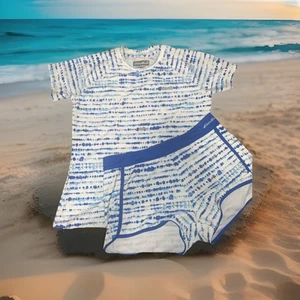 Eddie Bauer Summer Girl’s Blue Print 3 Piece Tankini Set Size 14/16 L Swim Shirt - Picture 1 of 7