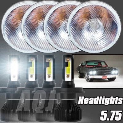 For Mercedes-Benz 380SL 450SL 560SL 4PCS 5.75" Round LED Headlights Hi-Lo Beam - Image 1 of 4