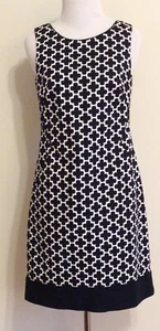 Vestido Casa Blanca Mercado Negro Talla 0 Sin Mangas Patrón Geométrico Cambio WHBM - Imagen 1 de 4