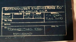 offenhauser engineering 23.11.1946 Bauplan Maserati Pleuel Lou Moore - Bild 1 von 4