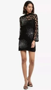 Free People 168 $ North Star Damen-Minikleid Glockenärmel NEU schwarz Spitze Größe 0 - Bild 1 von 5