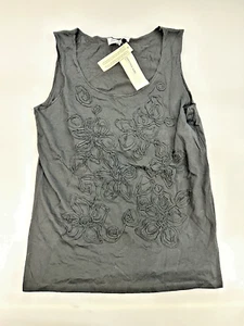 NEW Black Size Large L JONES NEW YORK Ladies Floral Cotton Sleeveless Tank Top - Picture 1 of 2