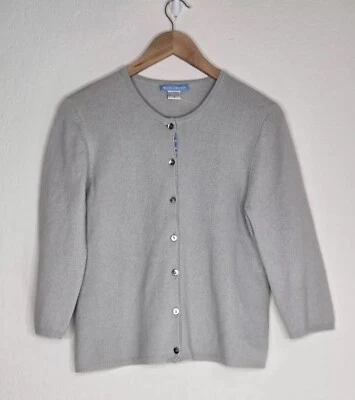 Cardigã suéter feminino branco + verde Warren de cashmere com botões tamanho M - Imagem 1 de 4