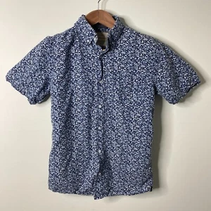 Weatherproof Shirt Mens Small Blue Floral Linen Cotton Short Sleeve Button Up - Picture 1 of 10