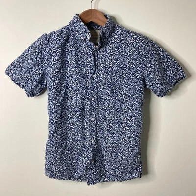 Weatherproof Shirt Mens Small Blue Floral Linen Cotton Short Sleeve Button Up - Image 1 of 4