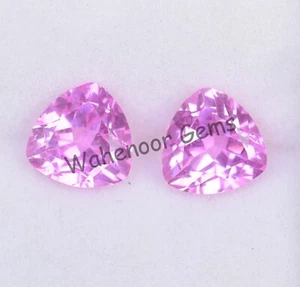 Rubino Rosa Mogok Naturale 3,10 Ct 7,00 MM Trilioni CERTIFICATO 2 Pezzi Gemma Sciolta - Foto 1 di 7