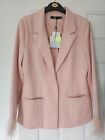 Gorgeous Misguided Pink Blazer With Feather Cuffs Size 12 Bnwt