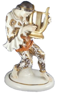 Nice Art Nouveau Schwarzburger Werkstatten Porcelain Lyre Player Figure Figurine - Picture 1 of 11