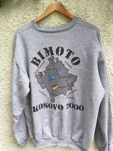 BIMOTO KOSOVO MONTENEGRO SERBIA 2000 sweatshirt Size Large Grey Crew Neck - Picture 1 of 2