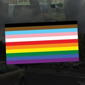 11 Stripe Inclusive Rainbow Pride Flag LGBTQ POC Transgender Flag - Vinyl Decal - Picture 1 of 2