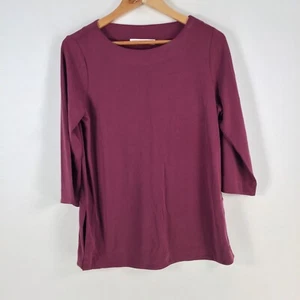 Sportscraft womens top size S burgundy red 3/4 sleeve round neck modal 098981 - Picture 1 of 8