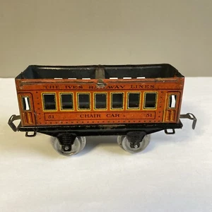IVES O Gauge #51 Chair Car for PARTS OR RESTORATION Model Train Tin Litho RR - Picture 1 of 15
