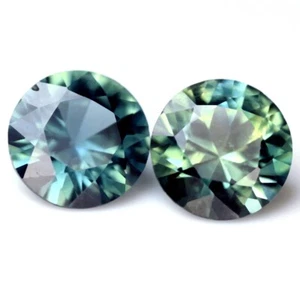 Certified 0.47ct Natural Teal Sapphire VVS 3.8mm Brilliant Round Matching Pair - Picture 1 of 4