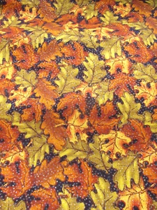 Fall Fabric Leaves Print w Gold Sparkles Quilt Cotton Browns Half Yard JoAnn - Picture 1 of 7