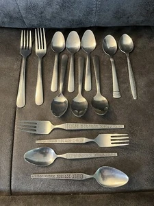 Vintage Mixed Lot Of 14 Pcs Stainless Flatware Forks Spoons - See Description - Picture 1 of 4