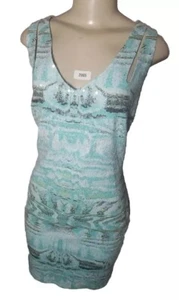 Alberto Makali Sheath Beaded Dress Abstract Print Sleeveless Size Large Blue NY - Picture 1 of 15