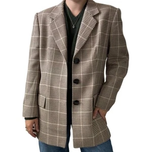 Vintage Womens Escada Brown Wool Cashmere Preppy Academia Blazer Sz 44 - Picture 1 of 11