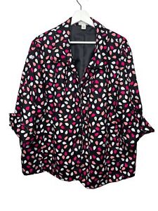 Kim Rogers Jacket Women Linen Blazer Geometric Black Pink White Plus 3X Work