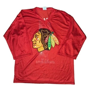 Chicago Blackhawks AHAI Youth L 14-16 Ice Hockey Red Mesh Jersey Pro Sport NHL - Picture 1 of 3