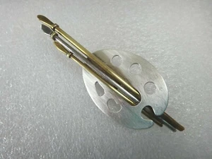 Artist Palette Handmade Sterling Silver & Brass Brush Pin Brooch Jewelry 3.75" - Picture 1 of 5