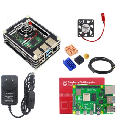 Raspberry Pi 4 Model b Kit 2GB 4GB 8GB RAM Case with Fan Heatsink Power Supply - Image 1 of 4