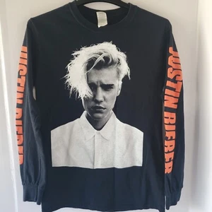 Justin Bieber Purpose Tour T-Shirt Mens Small Black Long Sleeve Singer - Picture 1 of 14