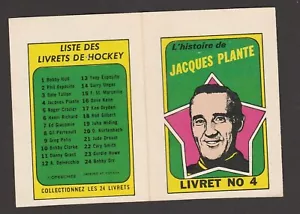 1971-72 OPC O-PEE-CHEE FOLLETOS FRANCESES # 4 JACQUES PLANTA 20476 - Imagen 1 de 2