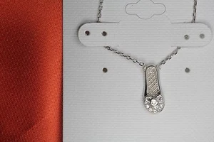 Nickel Free Slipper Sandal Sterling Silver 925 Womens Pendant Necklace - Picture 1 of 3