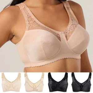 Plus Size Ladies Bras Wireless Brassiere Unpadded Lingerie Lace Bralette Bra BHS - Picture 1 of 29
