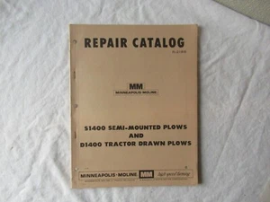 1969 Minneapolis-Moline S1400 D1400 tractor plows parts catalog manual book - Picture 1 of 9