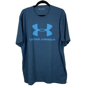 NWOT Mens Under Armour Heat Gear SS•Loose T-Shirt•XL•Polyester•Blue•Lg Logo B3 - Picture 1 of 7