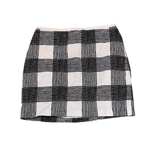 Madewell Skirt Size 2 Black White Striped Check Lined 100% Cotton Womens 27X14.5 - Picture 1 of 6
