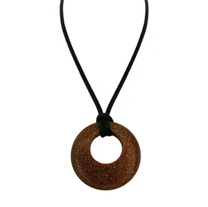Circle Donut Healing Crystal Pendant Necklace Amulet Lucky Coin ChokerProtection - Picture 1 of 43