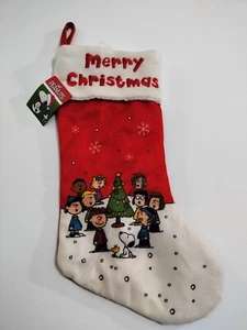 PEANUTS GANG 18" RED/WHITE FELT CHRISTMAS STOCKING *Merry Christmas* - Picture 1 of 2