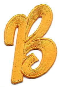 LETTERS Golden Yellow Script 2" Letter "B" - Iron On Embroidered Applique - Picture 1 of 1