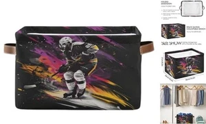 Large Storage Basket Ice Hockey Player in Action Foldable Storage Box Color 1 - Picture 1 of 8