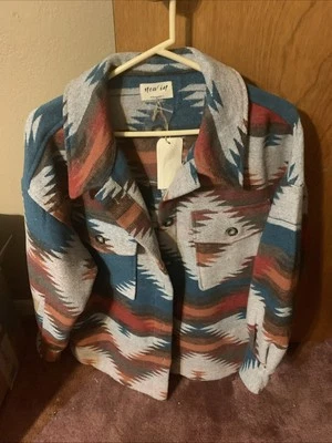 Southwestern Worsted Jacket Womens L New In Boutique Western Cowgirl Aztec Pocke - Image 1 of 4