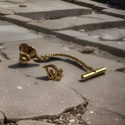 Broche de barra de cadena con logotipo de troteador Christian Dior dorado RARO de colección Foto 1 de 4