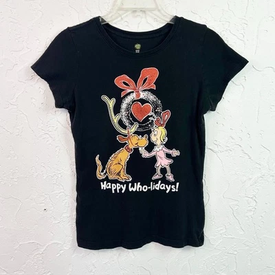 Vintage Y2K The Grinch Christmas Black Short Sleeve Graphic T-shirt Size Small - Image 1 of 4