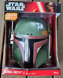 Star Wars Boba Fett Helmet Wall Deco LED LIGHTS UP BULBS , 3D Wall Display - Picture 1 of 5