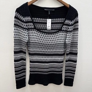 White House Black Market schwarz grau Stretch Strick Pullover Größe M - Bild 1 von 11