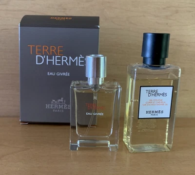 TERRE D'HERMES eau GIVREE EDP Eau de Parfum 12.5ml 0.42oz SPRAY  Shower Gel 40ml - Image 1 of 2