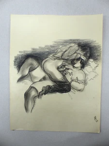 Alexander Szekely Erotische Darstellung Kohlezeichnung signiert AL 1935 Blatt 7 - Picture 1 of 5
