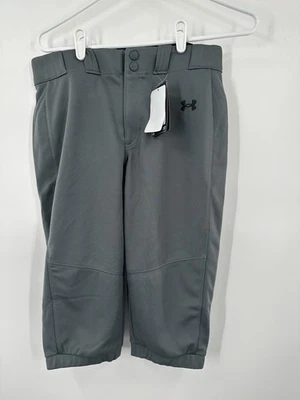 New NWT YLG Girl’s Under Armour Softball Pants Youth Large Gray Cropped - Image 1 of 4