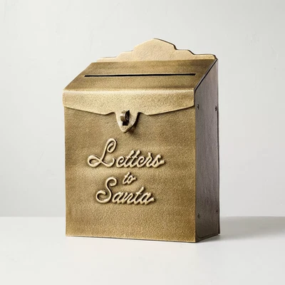 12.6" Brass 'Letters to Santa' Mailbox, Charming Holiday Décor by Hearth & Hand™ - Image 1 of 3