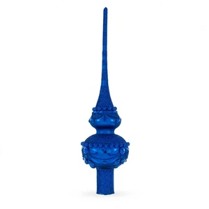 Dimensional Blue Jewels Chandelier on Red Mouth Blown Gl... ree Topper 11 Inches - Picture 1 of 4