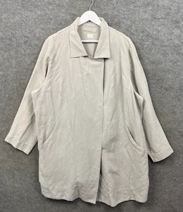 Chaqueta Poesía Mujer UK 22 Gris Lino Seda Abrigo Plumero Abrigo Ligero - Imagen 1 de 11