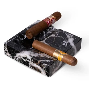 Dylan Zebra Marble Cigar Ashtray – Two Rests, Windproof Travel Pocket Holder ... - Bild 1 von 3