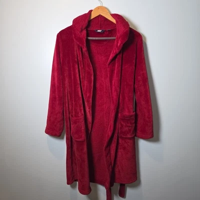 Lands End Suave Acogedora Bata Roja con Capucha Niños 14 Cálida Navidad Vacaciones Suave Foto 1 de 4