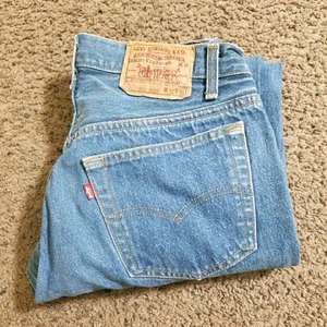 Vintage 80s USA Levis 501 34x36 (Fit 30x31 ) Light Wash Indigo Blue Made In USA  - Picture 1 of 18